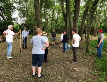 Volunteer work crew planning the day – Photo by Ron Franklin 2020
